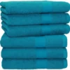 Unyqoos® Complete Zachte Katoenen Handdoekenset voor Sport, Strand en Reizen - 6 Stuks, Petrolkleurig