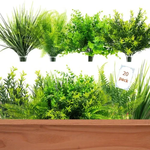 Unyqoos® Set van 20 levensechte kunstplanten voor binnen en buiten decoratie, groente, 36 cm, 20 stuks