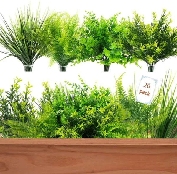 P-87213230916820-20260405135733.webp Unyqoos® Set van 20 levensechte kunstplanten voor binnen en buiten decoratie, groente, 36 cm, 20 stuks