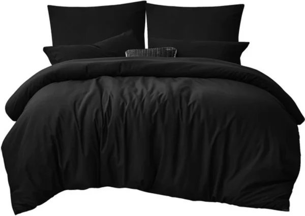 Unyqoos® Stijlvol zwart 3-delig beddengoed voor een moderne slaapkamer inrichting