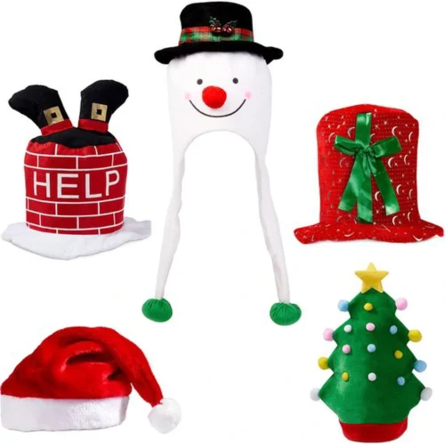 P-87213230922210-20260406093615.webp Unyqoos® Vijfdelige set feestelijke kerstmutsen voor kinderen en volwassenen