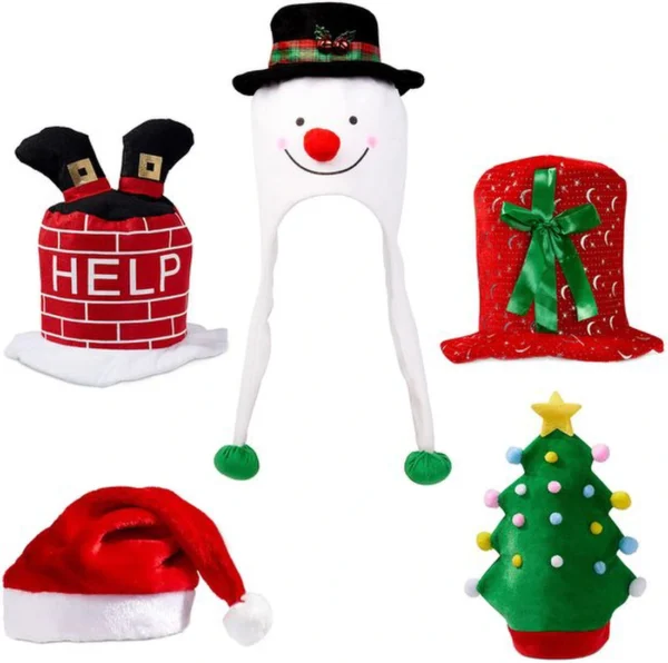 P-87213230922210-20260406093615.webp Unyqoos® Vijfdelige set feestelijke kerstmutsen voor kinderen en volwassenen