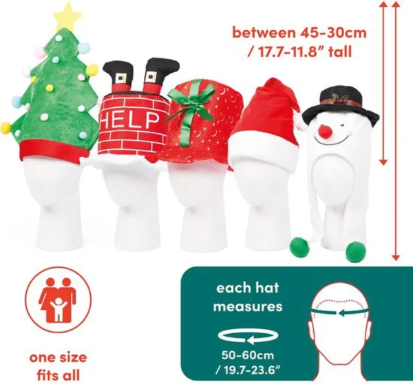 P-87213230922212-20260406093627.webp Unyqoos® Vijfdelige set feestelijke kerstmutsen voor kinderen en volwassenen