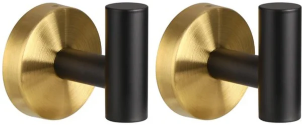 P-87213230927020-20260405180954.webp Unyqoos® Set van twee stijlvolle wandhaken in zwart-goud voor badkamer en keuken