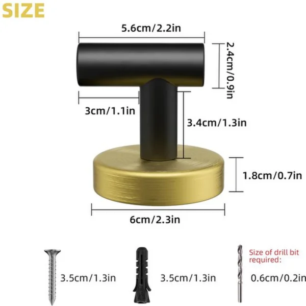 P-87213230927027-20260405181018.webp Unyqoos® Set van twee stijlvolle wandhaken in zwart-goud voor badkamer en keuken