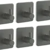 P-87213230957890-20260406114720.webp Unyqoos® Set van 6 zelfklevende grijze handdoekhaken voor badkamer en keuken zonder boren