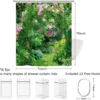 Unyqoos® Waterdicht douchegordijn met 3D bloemen en natuurontwerp voor badkamer