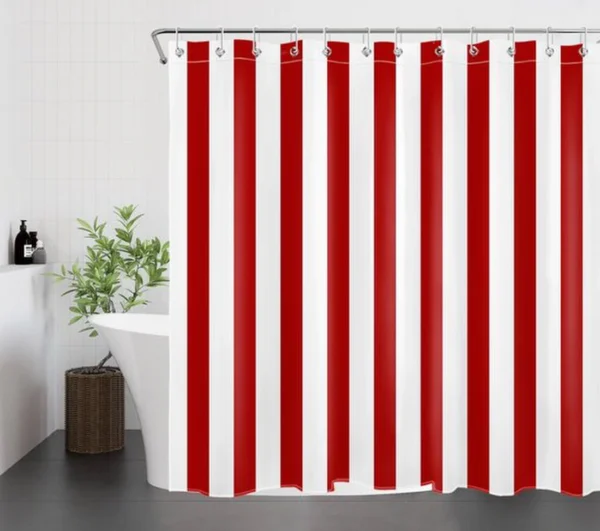 Unyqoos® Moderne rood-wit gestreepte douchegordijn met geometrisch patroon