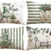 P-87213231002470-20260406111406.webp Unyqoos® Set van 4 decoratieve kerstkussenhoezen met sneeuwpoppenprint voor huisdecoratie
