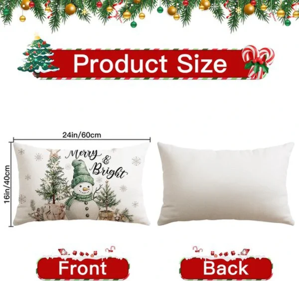 P-87213231002473-20260406111409.webp Unyqoos® Set van 4 decoratieve kerstkussenhoezen met sneeuwpoppenprint voor huisdecoratie