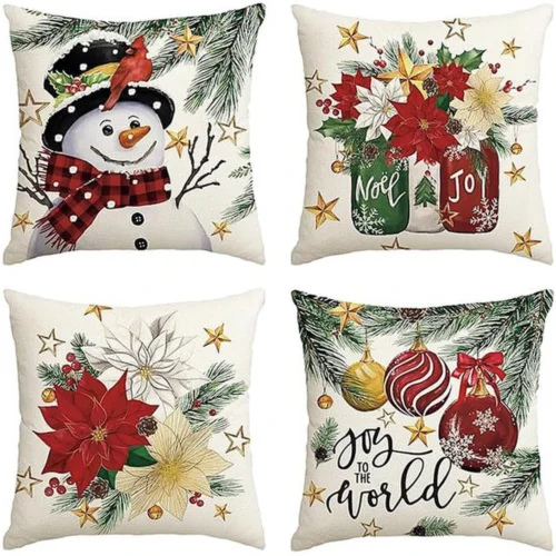 P-87213231006120-20260406110533.webp Unyqoos® Set van vier decoratieve kussenhoezen met kerstmotieven in linnen