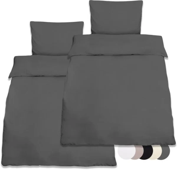 Unyqoos® Vierdelige antraciete beddengoedset van katoen met verkoelende eigenschappen