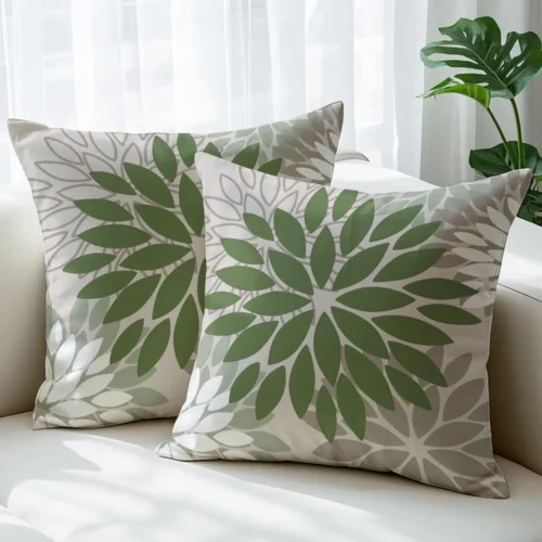 Unyqoos® Set van 2 decoratieve kussenhoezen met modern bloemendessin voor binnen en buiten