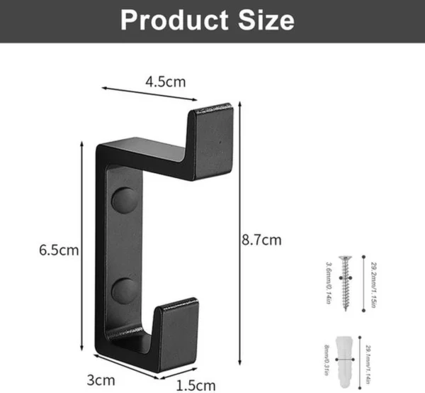 P-87213231058084-20260406114739.webp Unyqoos® Set van 4 zwarte wandhaken voor efficiënte opbergruimte in huis