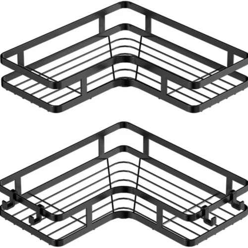 Unyqoos® Doucherek voor hoekmontage zonder boren met sterke kleefkracht en extra haken