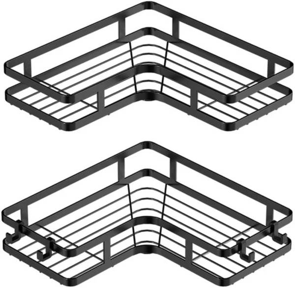 Unyqoos® Doucherek voor hoekmontage zonder boren met sterke kleefkracht en extra haken