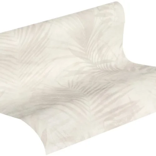 Unyqoos® Elegante Tropische Vliesbehang met Palmbladeren in Crème en Grijstinten