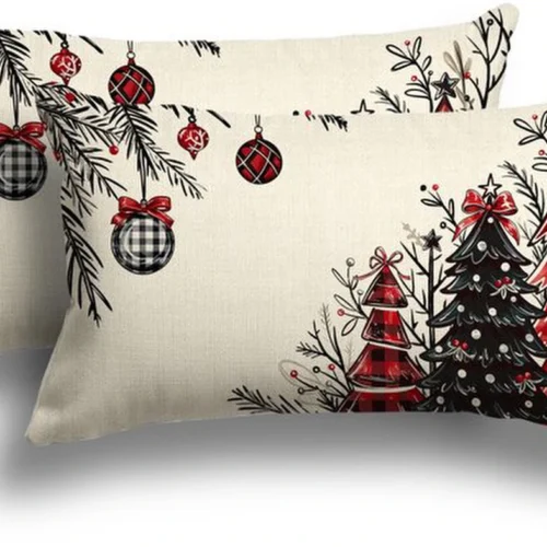 P-87213231073830-20260406110557.webp Unyqoos® Set van twee kerstkussenslopen in linnen voor sfeervolle decoratie