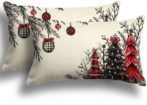 P-87213231073830-20260406110557.webp Unyqoos® Set van twee kerstkussenslopen in linnen voor sfeervolle decoratie