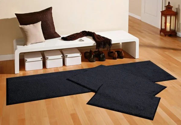Unyqoos® Zwarte multifunctionele deurmat voor binnenshuis met antislip en wasbare eigenschappen