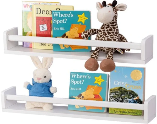 P-87213231131310-20260406081134.webp Unyqoos® Set van twee witte houten wandrekken voor kinderkamer en keuken