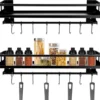 Unyqoos® Kruidenrek en Keukenorganizer zonder Boren met 8 Afneembare Haken voor Keuken en Badkamer