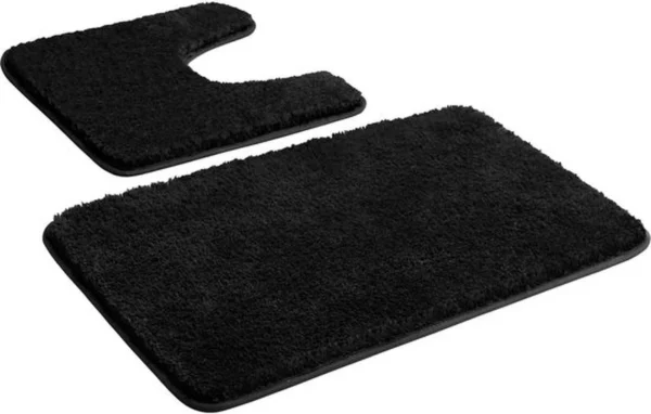 Unyqoos® Verwen Je Voeten Met Luxe Zachte Microvezel Badmatten Set, Antislip En Absorberend, Zwart, 2-Delig