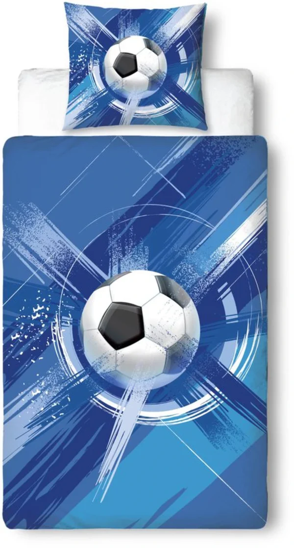Unyqoos® Blauw voetbalbeddengoed voor kinderen van zachte microvezel met ritssluiting
