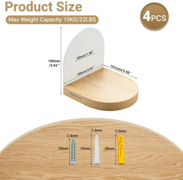 P-87213231159993-20260406083024.webp Unyqoos® Set van 4 ruimtebesparende houten wandrekken met modern design