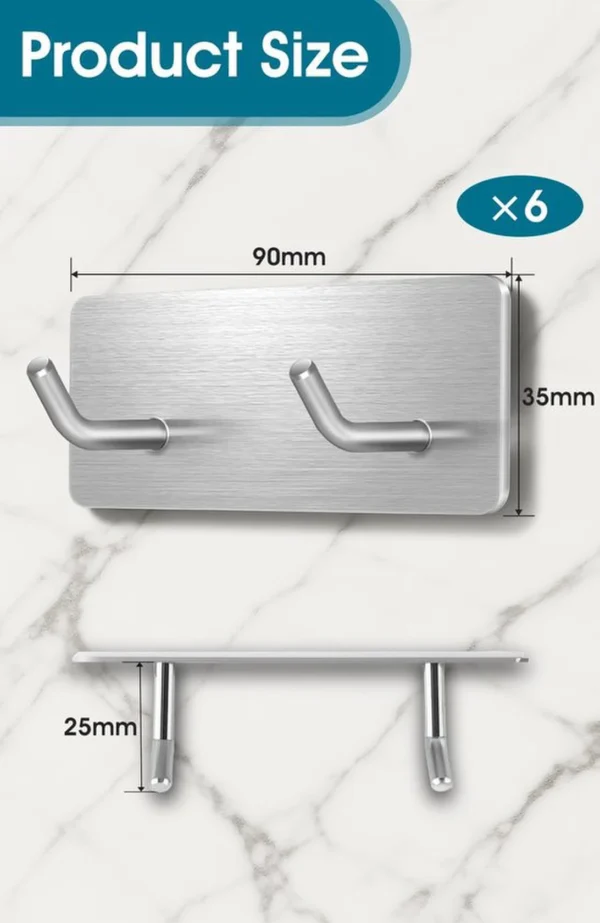 Unyqoos® Roestvrije zelfklevende dubbele haken zonder boren voor badkamer en keuken