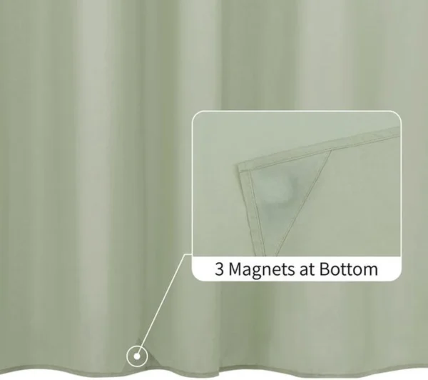 Unyqoos® Waterdichte stoffen douchegordijn met magneten in saliegroen voor badkamer 183 cm x 183 cm