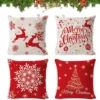 Unyqoos® Set van vier kussenslopen met kerstmotieven voor een feestelijke sfeer
