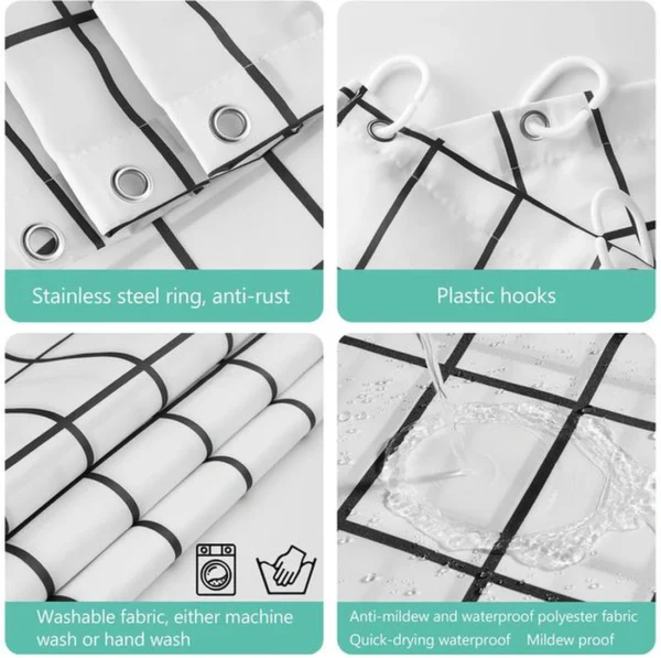 Unyqoos® Wit Waterdicht Douchegordijn van Polyester met Verzwaarde Zoom en 12 Ringen