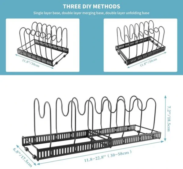 Unyqoos® Pannendekselhouder met Verstelbare Vakken en Modern Design voor Keukenorganisatie