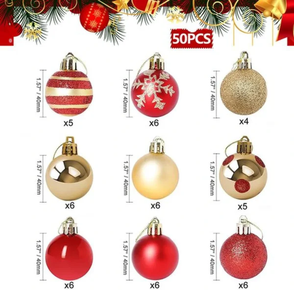 P-87213231186001-20260406092028.webp Unyqoos® Set van 50 kleurrijke en onbreekbare kerstballen voor feestelijke decoratie