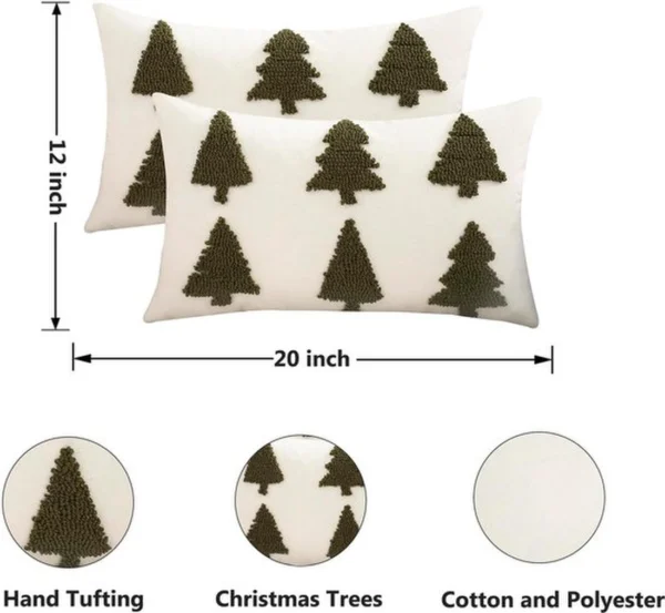Unyqoos® Set van 2 groene kussenhoezen met kerstboomdesign voor sfeervolle decoratie