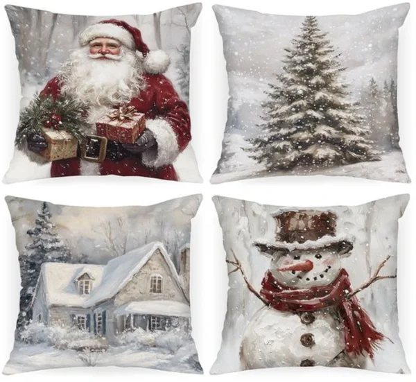 P-87213231207710-20260406110505.webp Unyqoos® Feestelijke set van vier pluche kussenslopen voor sfeervolle kerstdecoratie