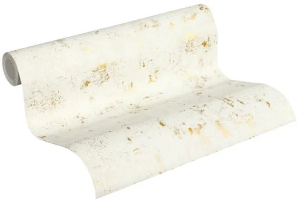 P-87213231311280-20260405112949.webp Unyqoos® Vliesbehang met vintage uitstraling in wit en goud voor elke ruimte