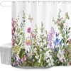 Unyqoos® Douchescherm met Bloemenpatroon, Vlinders en Wildbloemen, Waterdicht en Schimmelbestendig, 180 x 180 cm