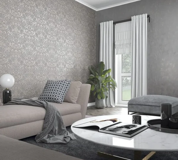 Unyqoos® Zwart vliesbehang met betonlook voor moderne woon- en slaapkamers