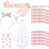 Unyqoos® Elegant Vrijgezellenfeest Accessoireset met Armbanden, Sluier, Tiara en Badge voor Vrouwen