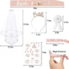 Unyqoos® Elegant Vrijgezellenfeest Accessoireset met Armbanden, Sluier, Tiara en Badge voor Vrouwen