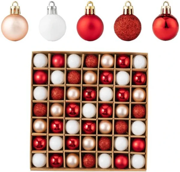 P-87213231369180-20260406092303.webp Unyqoos® Set van 49 rode mini-kerstballen in diverse stijlen voor feestelijke decoratie