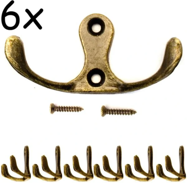 P-87213231373423-20260406115447.webp Unyqoos® Set van zes vintage dubbele haken voor een nostalgische inrichting