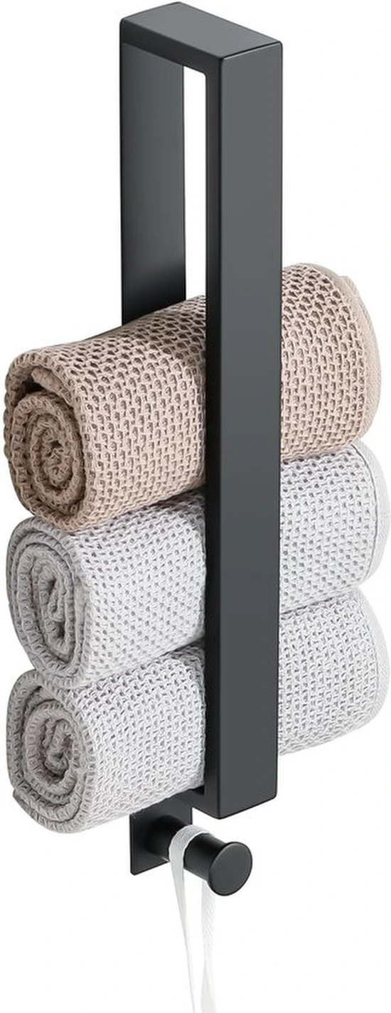 P-87213231373800-20260405181351.webp Unyqoos® Zelfklevende handdoekhouder met haken voor badkamer en keuken, 40 cm zwart