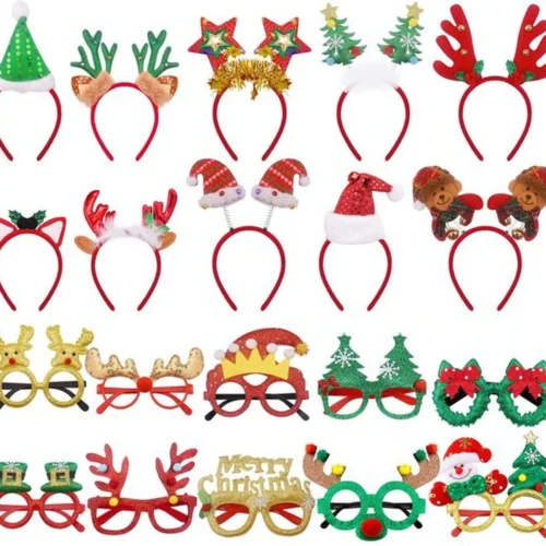 P-87213231386080-20260406092337.webp Unyqoos® Set van 20 feestelijke haaraccessoires en brillen voor kerstvieringen
