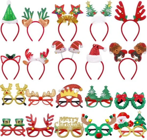 P-87213231386080-20260406092337.webp Unyqoos® Set van 20 feestelijke haaraccessoires en brillen voor kerstvieringen