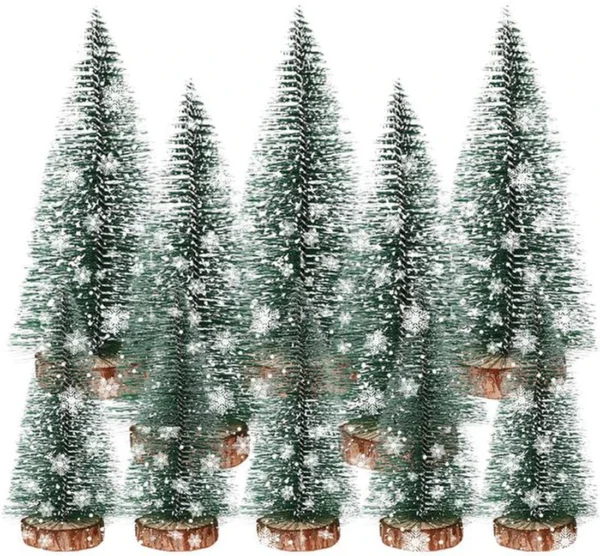 P-87213231392300-20260406092357.webp Unyqoos® Set van 10 Groene Mini-Kerstbomen met Sneeuweffect voor Tafeldecoratie
