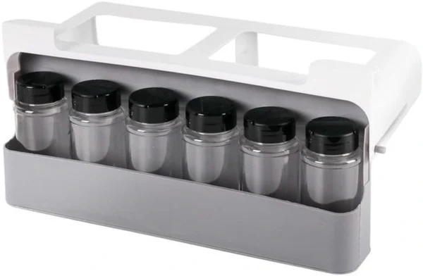 Unyqoos® Uitschuifbaar kruidenrek met zes potjes voor keukenkast zonder boren