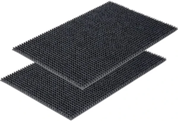 Unyqoos® Set van twee grijze weerbestendige deurmatten met stevige borstelharen voor buiten